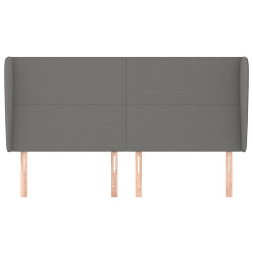 Headboard with Ears Dark Grey 203x23x118/128cm Fabric - Image 3