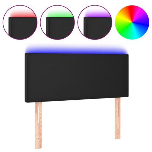 LED Headboard Black 100cm Faux Leather