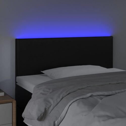 LED Headboard Black 100cm Faux Leather - Image 3