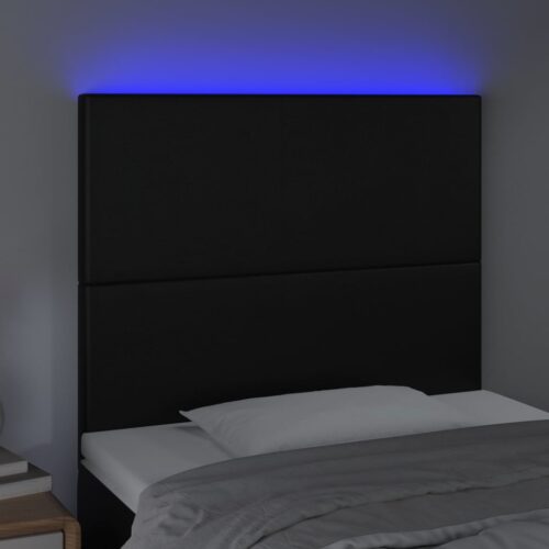 LED Headboard Black 100cm Faux Leather - Image 3