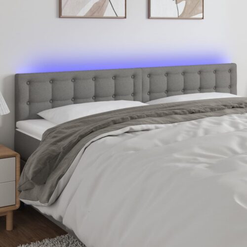 LED Headboard Dark Grey 200x5x78/88cm Fabric - Image 2