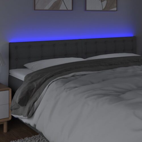LED Headboard Dark Grey 200x5x78/88cm Fabric - Image 3