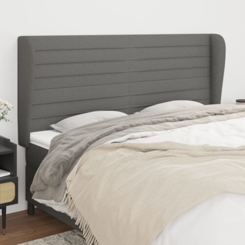 Headboard with Ears Dark Grey 203cm Fabric - Image 2
