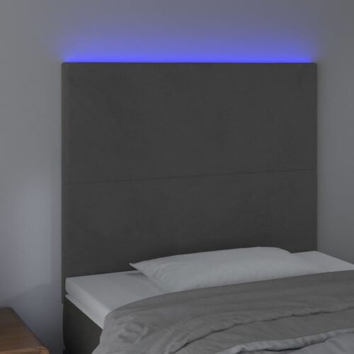 LED Headboard Dark Grey 80x5x118/128cm Velvet - Image 3