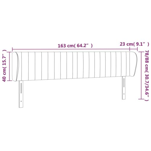 Headboard with Ears Dark Grey 163x23x78/88cm Fabric - Image 9