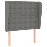 Winged Fabric Headboard Bed Frame Head Board Modern Dark Grey 103x23x118/128cm