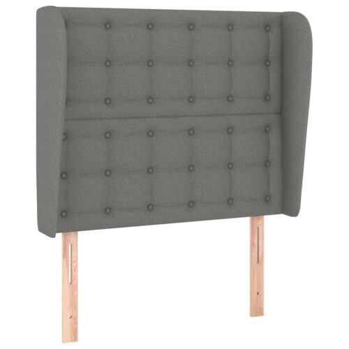 Winged Fabric Headboard Bed Frame Head Board Modern Dark Grey 103x23x118/128cm