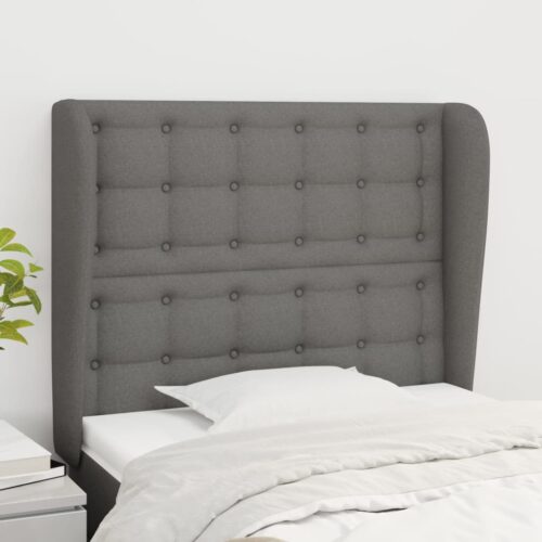 Winged Fabric Headboard Bed Frame Head Board Modern Dark Grey 103x23x118/128cm - Image 2