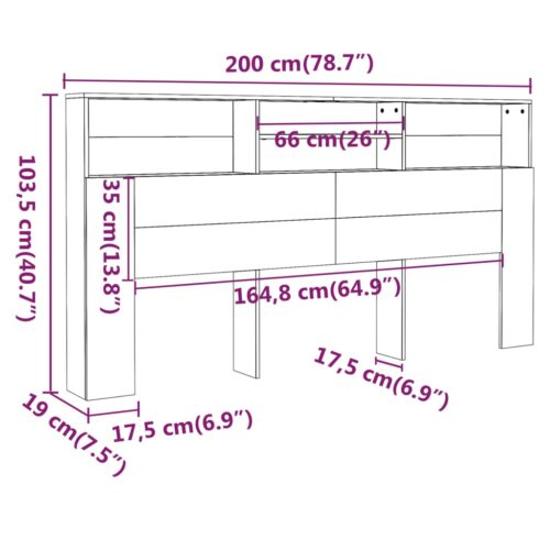 Headboard Cabinet White 200cm - Image 6