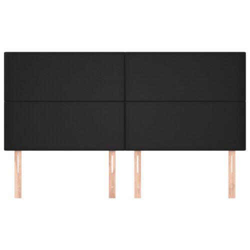 4pcs Bed Frame Headboard Heads Black 100x5x78/88cm Faux Leather - Image 3