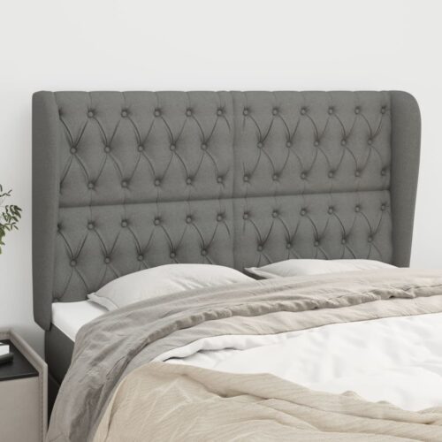 Headboard with Ears Dark Grey 163cm Fabric - Image 2