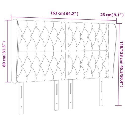 Headboard with Ears Dark Grey 163cm Fabric - Image 9