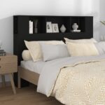 Headboard Cabinet Black 140cm