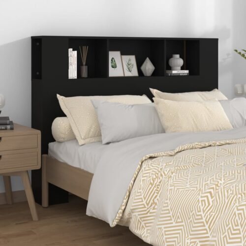 Headboard Cabinet Black 140cm