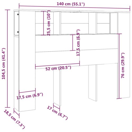 Headboard Cabinet Black 140cm - Image 6