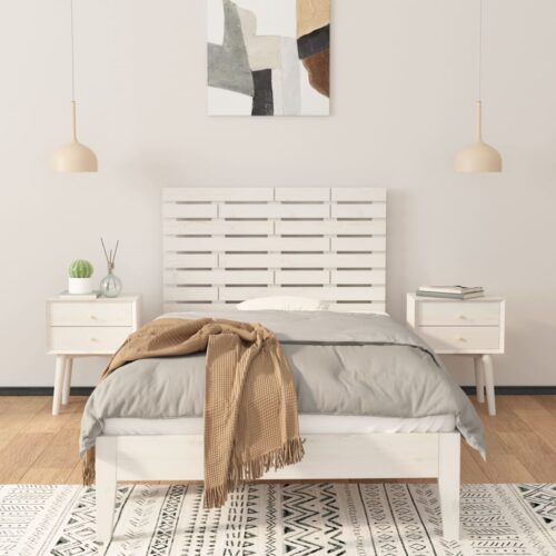 Wall Headboard White 96cm Solid Wood Pine - Image 3