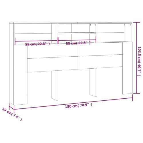 Headboard Cabinet White 180cm - Image 8
