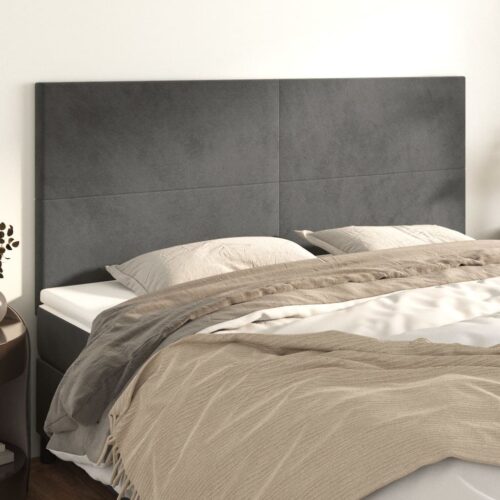 Headboards 4pcs Dark Grey 100x5x78/88cm Velvet - Image 2