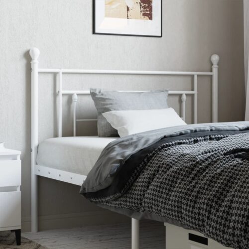 Metal Headboard White 107cm King Single - Image 2