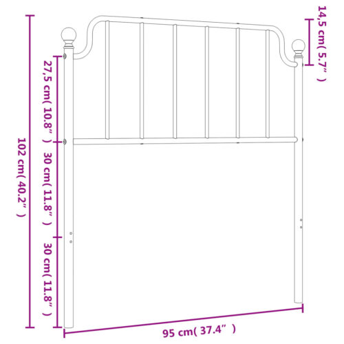 metal Headboard White 90cm - Image 6
