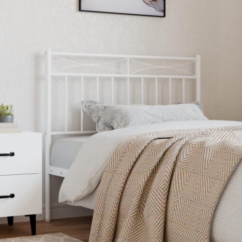 White Metal Headboard Industrial Bed Frame Head Steel Bedhead Single Size 95cm - Image 2