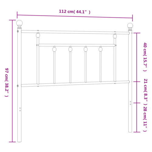 metal Headboard White 107cm King Single - Image 7