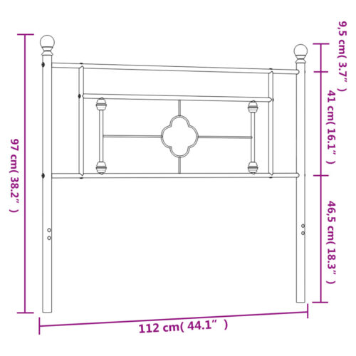Metal Headboard Black 107cm King Single - Image 7