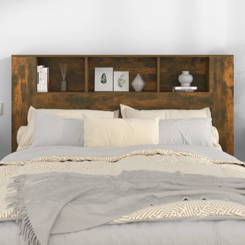 Headboard Cabinet Smoked Oak 160cm - Image 3