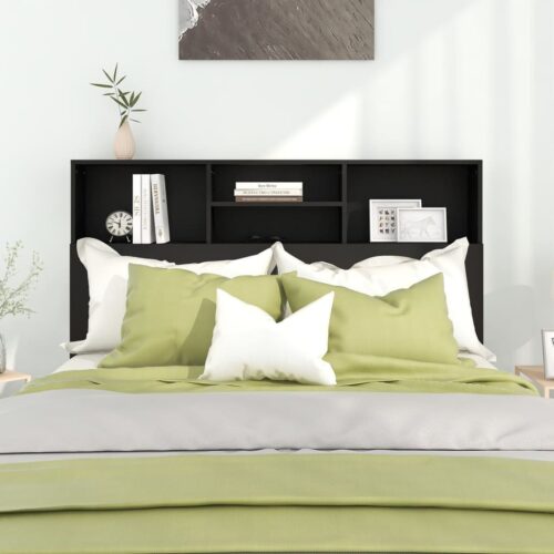 Headboard Cabinet Black 140cm - Image 3