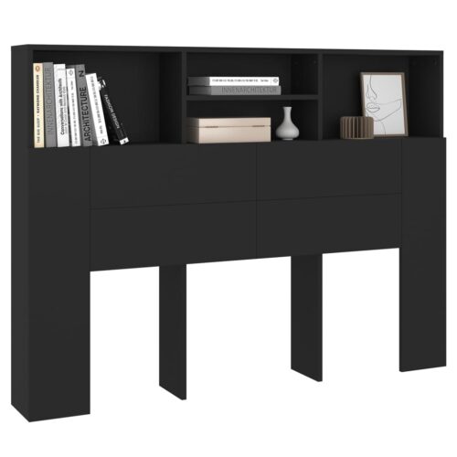 Headboard Cabinet Black 140cm - Image 4