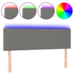 LED Headboard Dark Grey 144x5x78/88cm Fabric