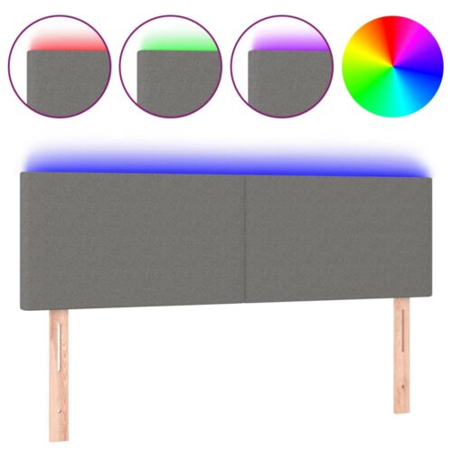LED Headboard Dark Grey 144x5x78/88cm Fabric