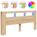 LED Headboard Sonoma Oak 200cm Engineered Wood