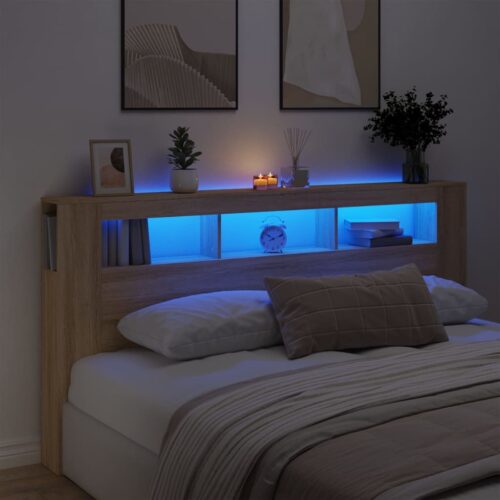 LED Headboard Sonoma Oak 200cm Engineered Wood - Image 12