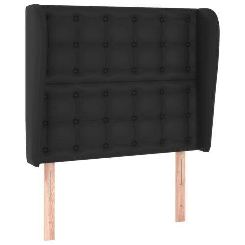 Headboard with Ears Black 83x23x118/128cm Faux Leather