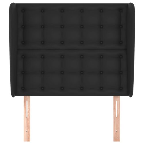 Headboard with Ears Black 83x23x118/128cm Faux Leather - Image 3