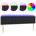 LED Headboard Black 160x5x78/88cm Faux Leather