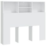 Bed Headboard with Storage Shelf Cabinet Wooden Frame Head White 120x19x103.5cm