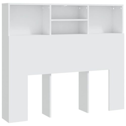 Bed Headboard with Storage Shelf Cabinet Wooden Frame Head White 120x19x103.5cm