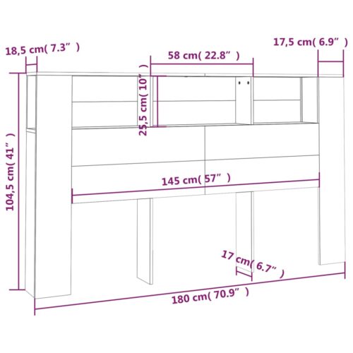 Headboard Cabinet White 180cm - Image 6