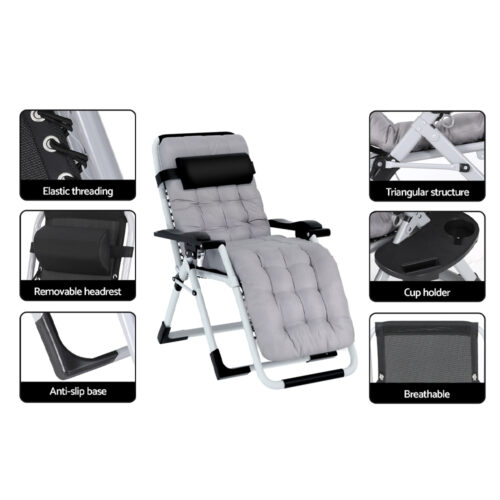 Gardeon Sun Lounge Folding Lounger Camping Zero Gravity Chair Outdoor Furniture - Image 6