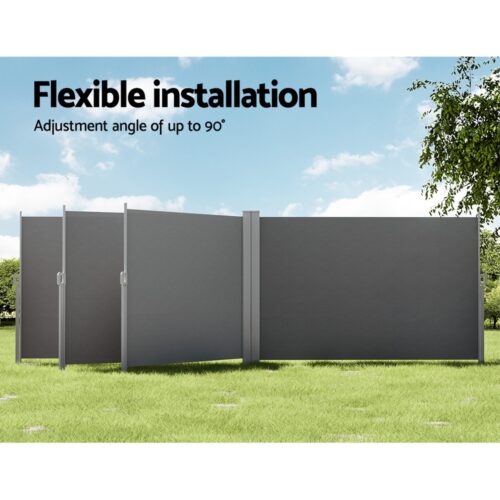Instahut Side Awning Sun Shade Outdoor Retractable Privacy Screen 1.8X6M Grey - Image 4