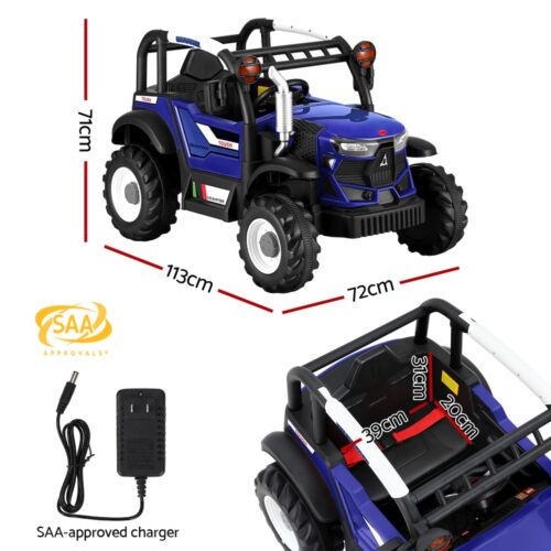 Rigo Kids Electric Ride On Car Off Road Jeep Remote 12V Blue - Image 2