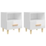 Bedside Cabinets 2pcs High Gloss White 40x35x47cm