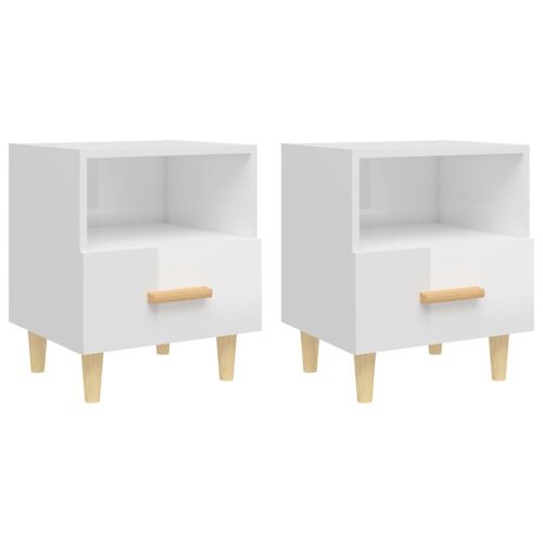 Bedside Cabinets 2pcs High Gloss White 40x35x47cm