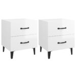 Bedside Cabinets 2pcs High Gloss White 40x35x47.5cm