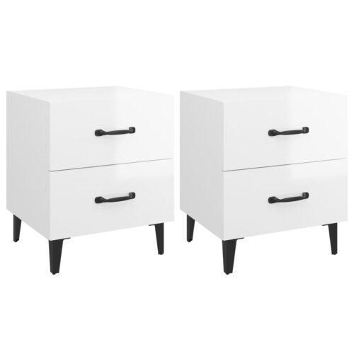 Bedside Cabinets 2pcs High Gloss White 40x35x47.5cm