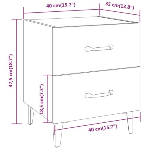 Bedside Cabinets 2pcs High Gloss White 40x35x47.5cm - Image 8