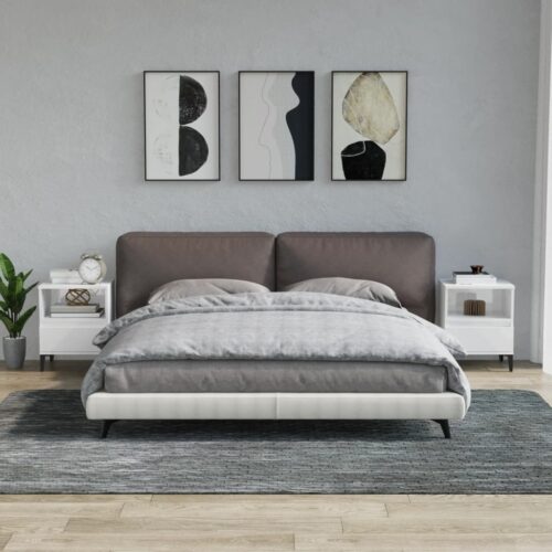 Bedside Cabinets 2pcs High Gloss White 40x35x50cm - Image 2