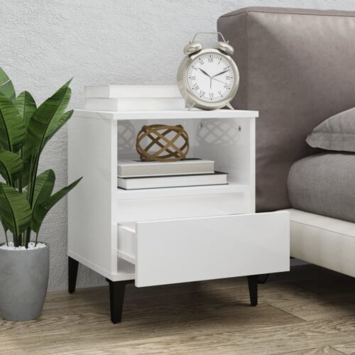 Bedside Cabinets 2pcs High Gloss White 40x35x50cm - Image 3